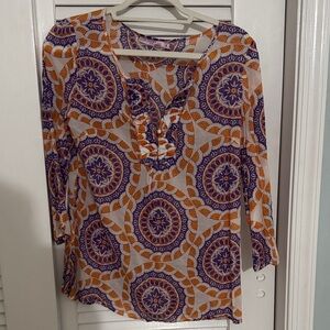 Calypso St. Barth Purple and Orange Mandala Blouse